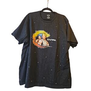 Uniqlo UT Contra Pixel Graphic Tee Mens 3XL Black Retro Gaming Shirt